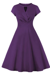 Royal Blue A-Line Midi Cocktail Party Dress